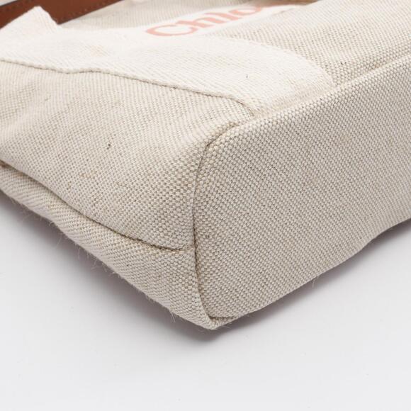 Chloe Tote Bag Canvas Leather Beige Tan Brown - Picture 5 of 6